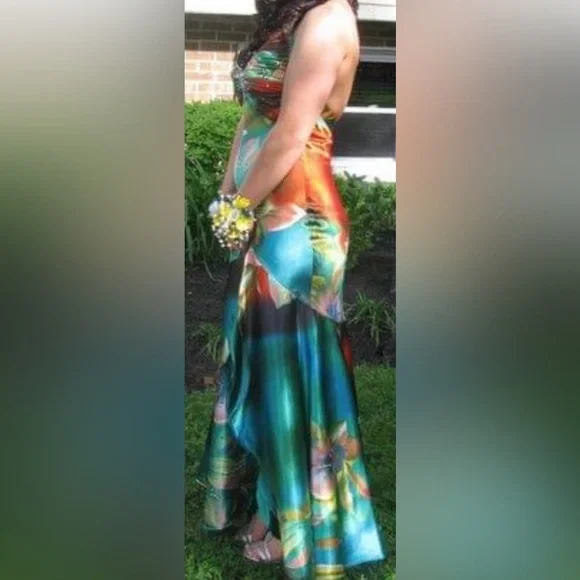 Tony Bowls Paris Tropical Satin Prom Dress - 6 - Multicolored - Used - Picture 7 of 8